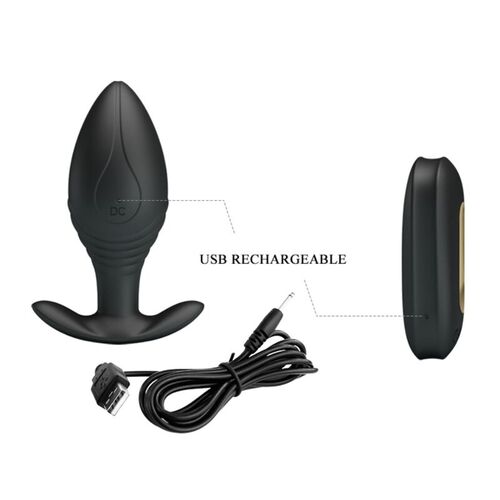 PRETTY LOVE - REGINA PLUG ANAL VIBRADOR RECARGABLE NEGRO