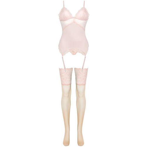 LIVCO CORSETTI FASHION - PERSINNE PEACH SET CORSET + PANTY + MEDIAS S/M