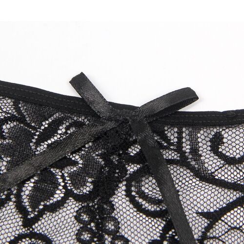 BRUMA SECRET - T110 TANGA DE ENCAJE CON APERTURA NEGRO TALLA ÚNICA
