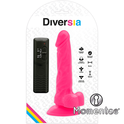 DIVERSIA - DILDO REALÍSTICO FLEXIBLE CON VIBRACIÓN ROSA 18 CM -O- 4 CM