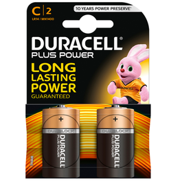 DURACELL - PLUS POWER PILA ALCALINA C LR14 BLISTER 2 UNIDADES