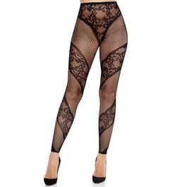 LEG AVENUE - MALLAS SIN PIE DE ENCAJE Y TRANSPARENCIA NEGRO