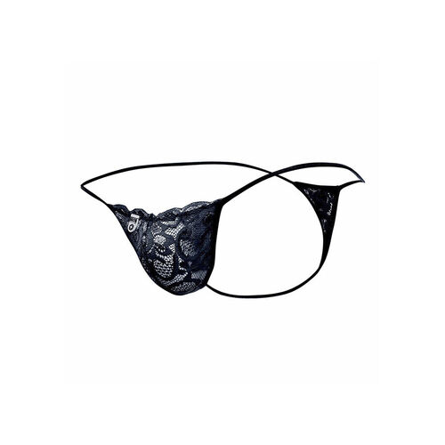 MOB - TANGA DE ENCAJE NEGRO TALLA L/XL
