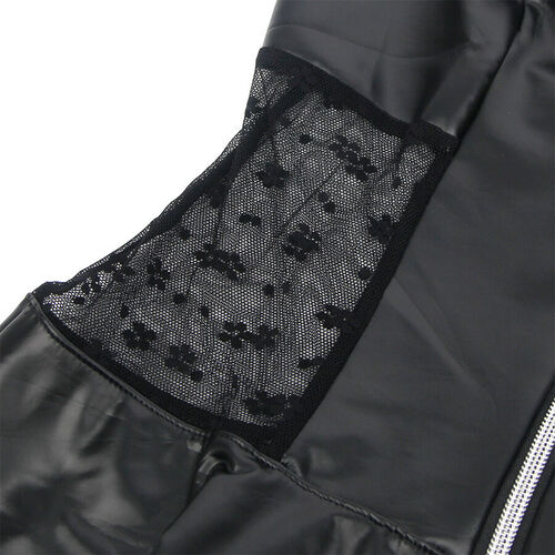 SUBBLIME - 957704 VESTIDO DE CUERO CON CREMALLERA Y ENCAJE NEGRO S/M