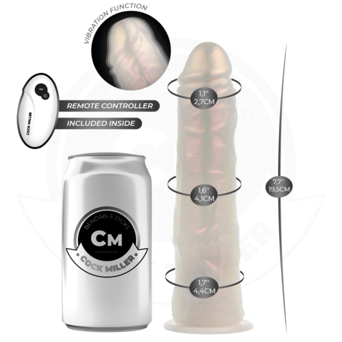 COCK MILLER - DILDO SILICONA 19,5 CM , LUCES Y VIBRACIÓN CON CONTROL REMOTO