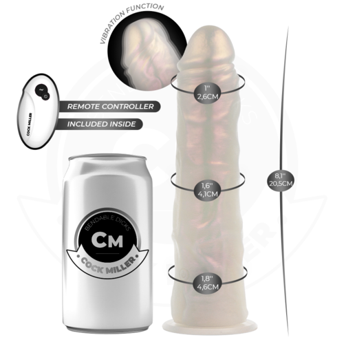 COCK MILLER - DILDO SILICONA 20,5 CM , LUCES Y VIBRACIÓN CON CONTROL REMOTO