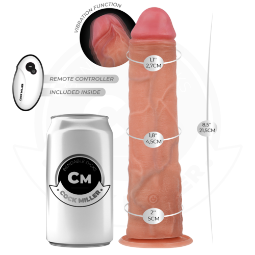 COCK MILLER - DILDO HIPERREALÍSTICO Y VIBRACIÓN CON CONTROL REMOTO 21,5 CM