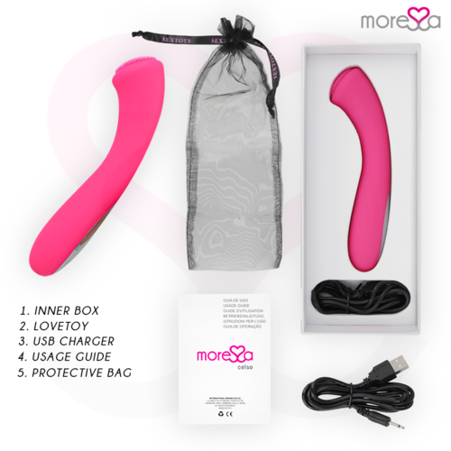 MORESSA - CELSO MASAJEADOR DUO PUNTO G Y SUERO PELVICO PREMIUM SILICONE RECARGABLE