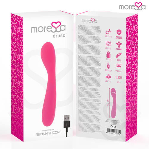 MORESSA - DRUSO MASAJEADOR DUO PUNTO G Y SUERO PELVICO PREMIUM SILICONE RECARGABLE