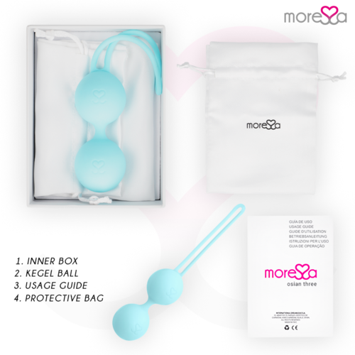 MORESSA - OSIAN THREE ENTRENAMIENTO SUELO PELVICO 85 gr PREMIUM SILICONA TURQUESA