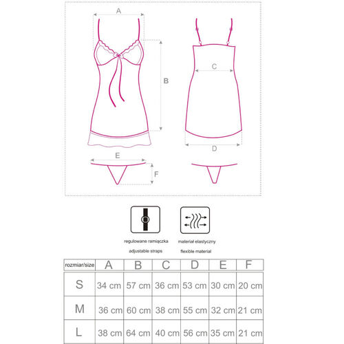 LIVCO CORSETTI FASHION - HYEONA 1710 BABYDOLL + TANGA ROSA S