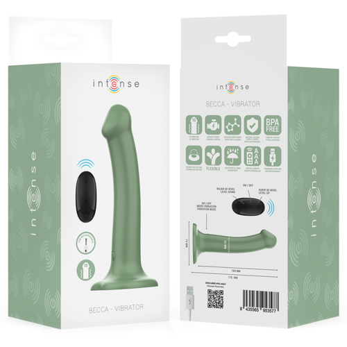 INTENSE - BECCA VIBRADOR CON VENTOSA 10 VIBRACIONES VERDE CONTROL REMOTO