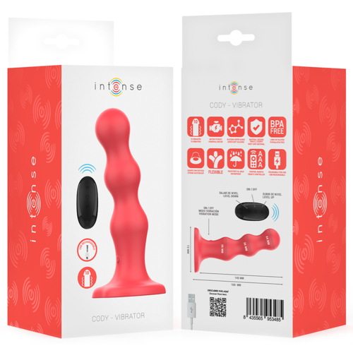 INTENSE - CODY VIBRADOR CON VENTOSA ROJO CONTROL REMOTO