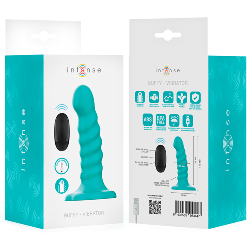 INTENSE - BUFFY VIBRADOR TALLA S DISEÑO EN ESPIRAL 10 VIBRACIONES AZUL CONTROL REMOTO