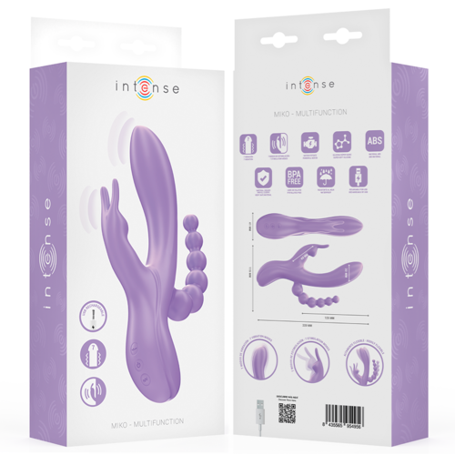 INTENSE - MIKO TRIPLE VIBRADOR RABBIT & ESTIMULADOR & ANAL 7 VIBRACIONES MORADO
