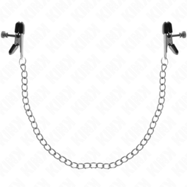 KINK - PINZAS PARA PEZONES PLANAS NEGRO CON CADENA PLATEADO 34 CM