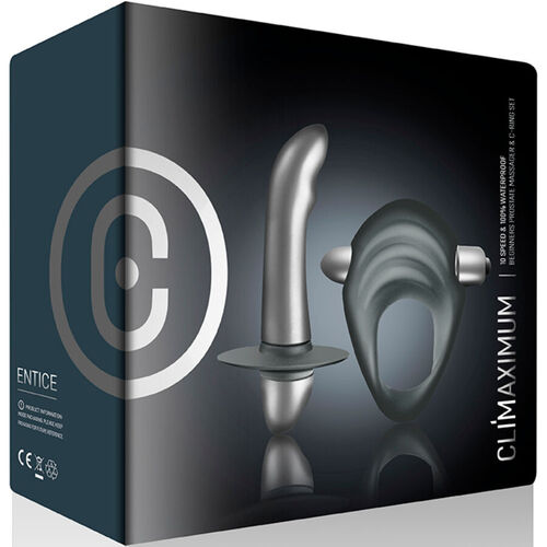 CLIMAXIMUM - ENTICE KIT ANILLO PARA PENE + VIBRADOR PRÓSTATA PRINCIPIANTES