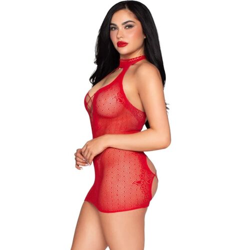 LEG AVENUE - 81675 MINI VESTIDO HALTER ROJO - TALLA ÚNICA