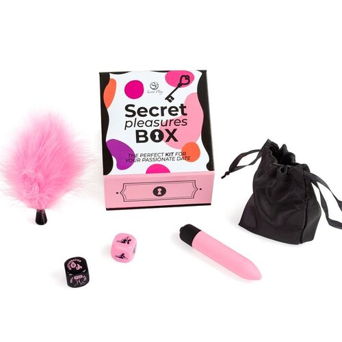 SECRET PLAY - CAJA DE PLACERES PARA PAREJAS DADOS + BALA VIBRADORA + PLUMERO