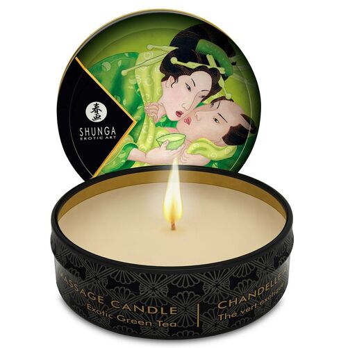 SHUNGA MINI CARESS BY CANDELIGHT VELA MASAJE T VERDE 30ML