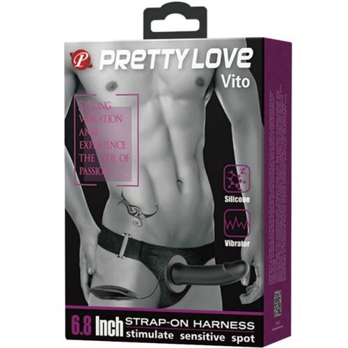 PRETTY LOVE MALE - VITO STRAP ON CON DILDO HUECO Y VIBRACION 17.3 CM