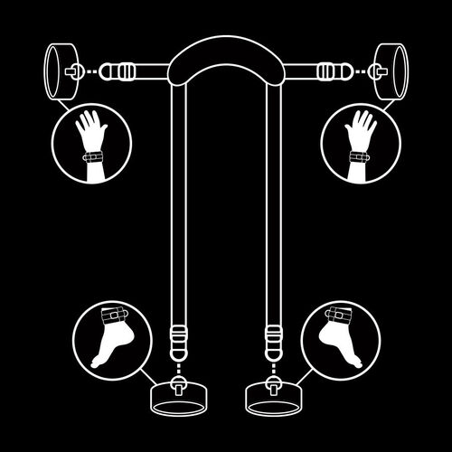 FETISH SUBMISSIVE - POSICIÓN MASTER CON 4 ESPOSAS CON FORRO DE NEOPRENO