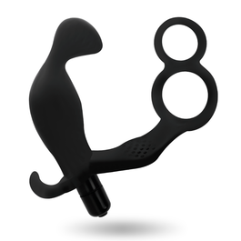 ADDICTED TOYS - PLUG ANAL CON ANILLA DOBLE PENE Y TESTÍCULOS NEGRO
