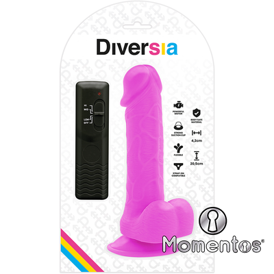 DIVERSIA - DILDO REALÍSTICO FLEXIBLE CON VIBRACIÓN LILA 20.5 CM -O- 4.2 CM