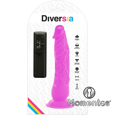 DIVERSIA - DILDO REALÍSTICO FLEXIBLE CON VIBRACIÓN LILA 21 CM -O- 4.9 CM