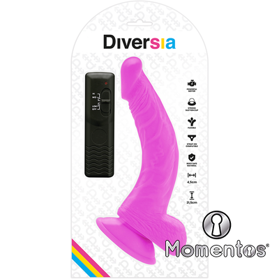 DIVERSIA - DILDO REALÍSTICO FLEXIBLE CON VIBRACIÓN LILA 21.5 CM -O- 4.5 CM